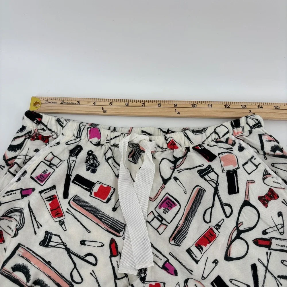 Kate Spade Pajama Set Women S White Makeup Print Long Sleeve Pants NWT Glamcore
